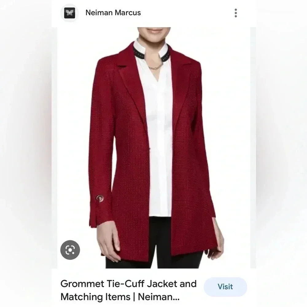 Misook Grommet Tie-Cuff Collared Jacket